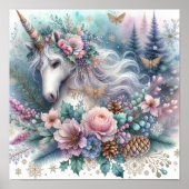 Winter Unicorn Magische Szene 1 Poster (Vorne)