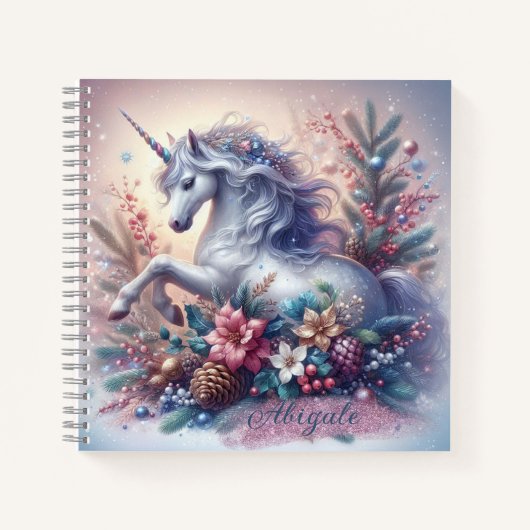 Winter Unicorn Magische Szene 5 - Personalisieren Notizblock (Vorderseite)