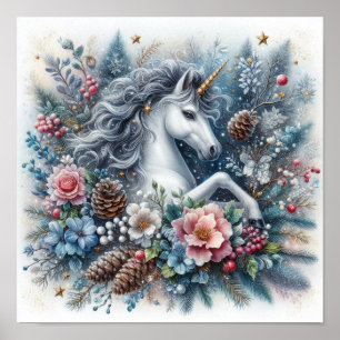 Winter Unicorn Magische Szene 6 Poster