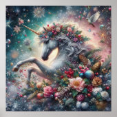 Winter Unicorn Magische Szene 7 Poster (Vorne)
