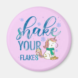Winter Unicorn   Schütteln Sie Ihre Flakes   Spaß  Magnet