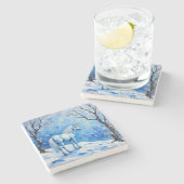 Winter Unicorn Steinuntersetzer (Seitenansicht)