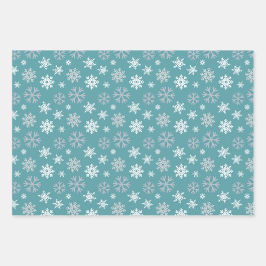 Winter Unicorns, Bäume und Schneeflocken Geschenkpapier Set (Vorderseite 2)