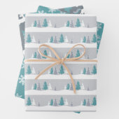 Winter Unicorns, Bäume und Schneeflocken Geschenkpapier Set (Beispiel)