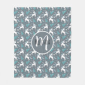 Winter Unicorns Dunkles graues Muster Fleecedecke (Vorderseite)