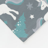 Winter Unicorns Dunkles graues Muster Fleecedecke (Ecke)