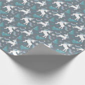 Winter Unicorns Dunkles graues Muster Geschenkpapier (Ecke)