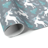 Winter Unicorns Dunkles graues Muster Geschenkpapier (Rolleneckpunkt)