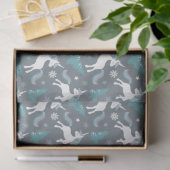 Winter Unicorns Dunkles graues Muster Seidenpapier (Geschenk)