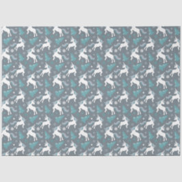 Winter Unicorns Dunkles graues Muster Seidenpapier