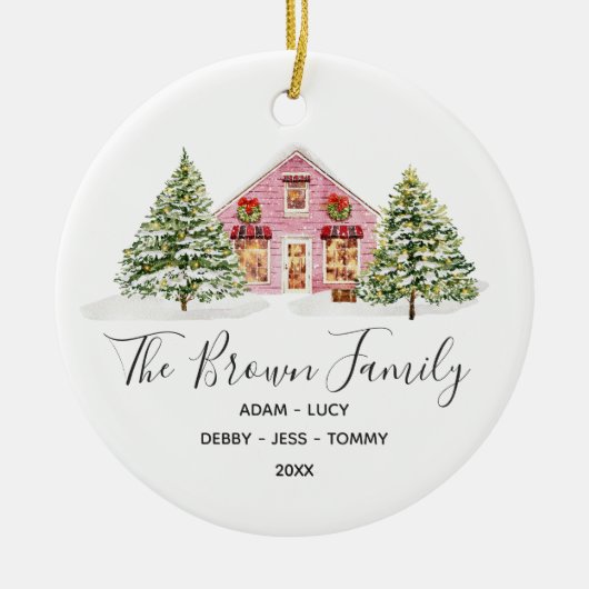 Winter Unsere ersten Weihnachten in unserem neuen  Keramik Ornament (Vorne)