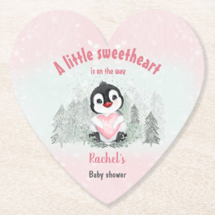 Winter Valentines Girl Baby Dusche Herzpapier Untersetzer