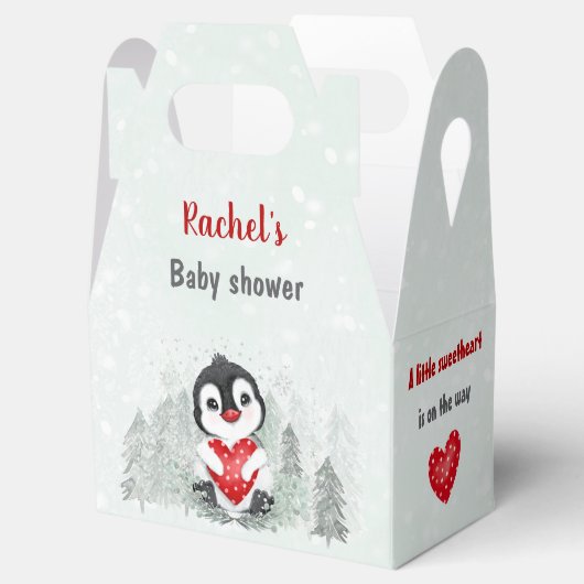 Winter Valentines Pinguin Boy Baby Dusche Geschenkschachtel (Geöffnet)