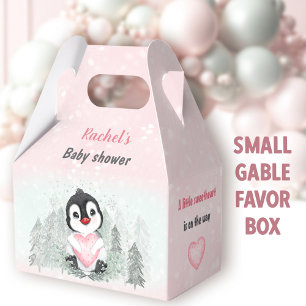 Winter Valentines Pinguin Girl Babydusche Geschenkschachtel