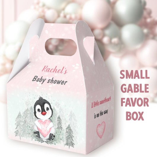 Winter Valentines Pinguin Girl Babydusche Geschenkschachtel