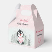 Winter Valentines Pinguin Girl Babydusche Geschenkschachtel (Vorderseite)