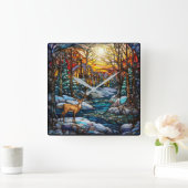 Winter verkettete Glashütte Quadratische Wanduhr (Zuhause)