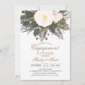 Winter Verlobung-Abendessen mit Blumenkohl Einladu Einladung (Vorderseite)