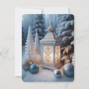Winter Verzierte Mattierte Lantern Feiertagskarte