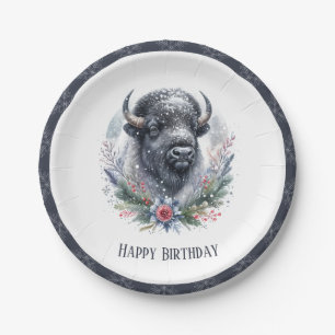Winter Vibes American Buffalo - Geburtstag Pappteller