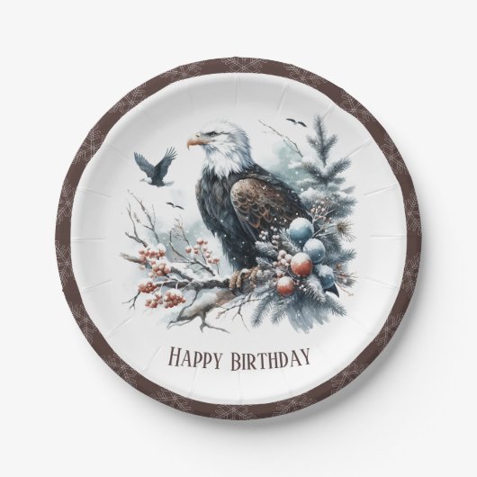 Winter Vibes Bald Eagle - Geburtstag Pappteller (Vorderseite)
