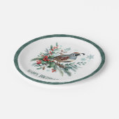 Winter Vibes California Quail - Geburtstag Pappteller (Schrägansicht)