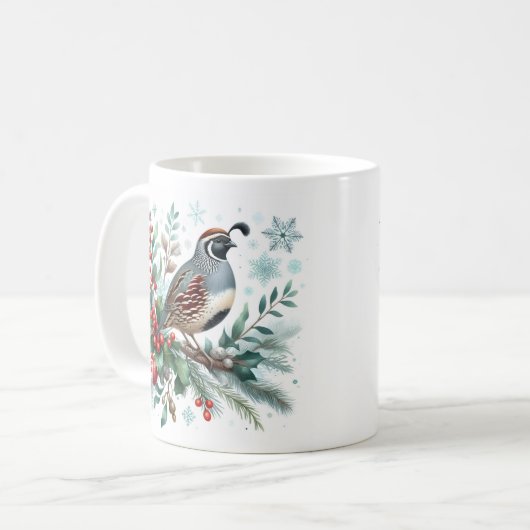 Winter Vibes California Quail - Kaffeetasse (Vorderseite Links)