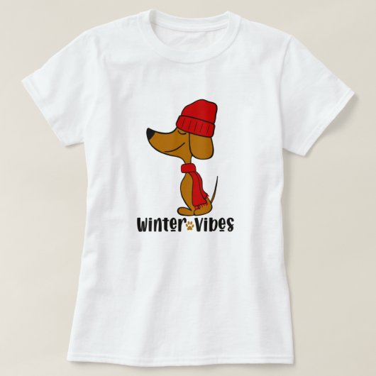 Winter Vibes Dackel T - Shirt (Design vorne)
