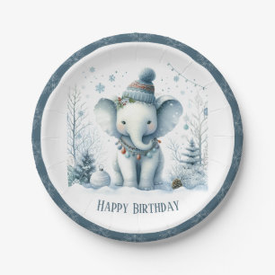 Winter Vibes Elephant - Geburtstag Pappteller