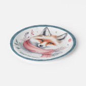 Winter Vibes Fox mit Scarf Geburtstag Pappteller (Schrägansicht)
