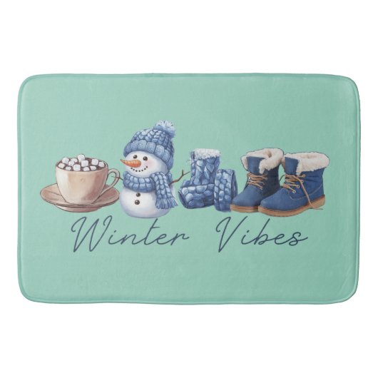 Winter Vibes Friendly Snowman Badematte (Vorderseite)