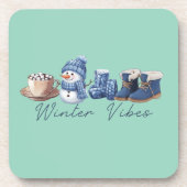 Winter Vibes Friendly Snowman Getränkeuntersetzer (Vorderseite)