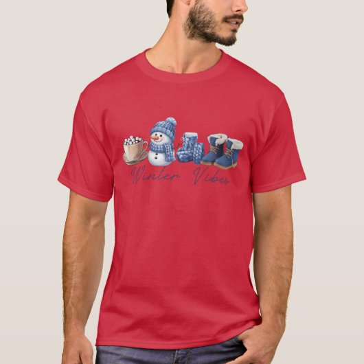Winter Vibes Friendly Snowman T-Shirt (Vorderseite)