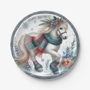 Winter Vibes Horse - Geburtstag Pappteller