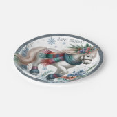 Winter Vibes Horse - Geburtstag Pappteller (Schrägansicht)