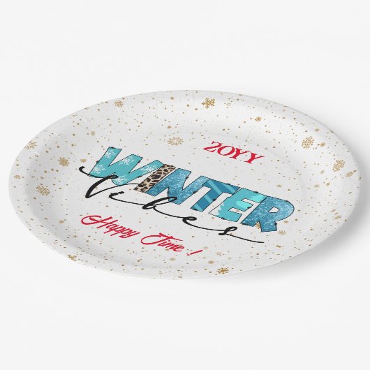 Winter Vibes individuell gestalten Pappteller (Schrägansicht)