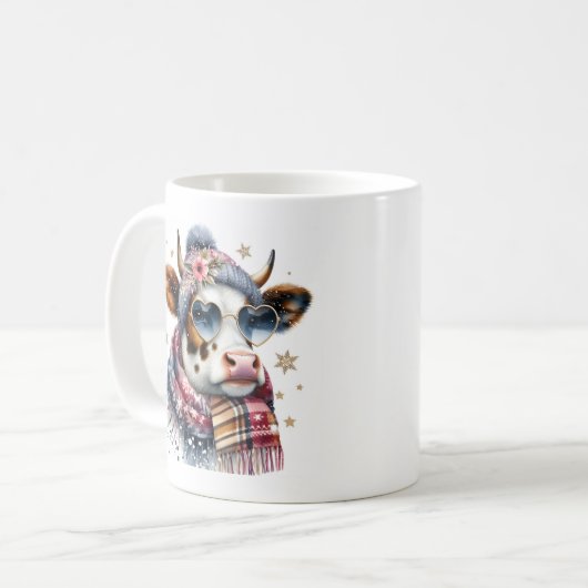 Winter Vibes Kuh - Kaffeetasse (Vorderseite Links)