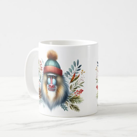 Winter Vibes Mandrill Monkey - Kaffeetasse (Vorderseite Links)
