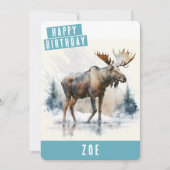 Winter vibes Moose Birthday Card Feiertagskarte (Vorderseite)