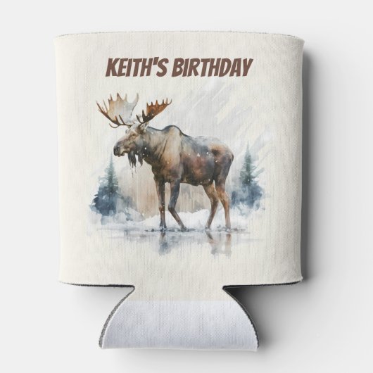 Winter vibes Moose - Geburtstag Dosenkühler (Rückseite)