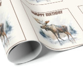 Winter vibes Moose - Geburtstag Geschenkpapier (Rolleneckpunkt)