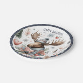 Winter Vibes Moose - Geburtstag Pappteller (Schrägansicht)