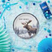 Winter Vibes Moose - Geburtstag Pappteller (Party)