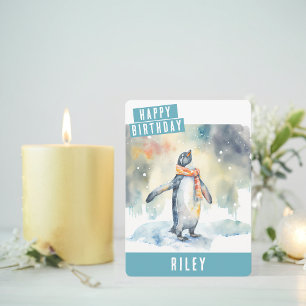 Winter vibes Penguin Geburtstagskarte Feiertagskarte