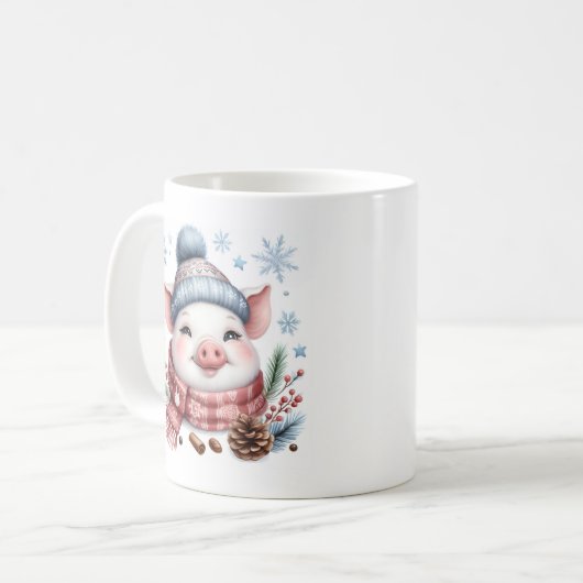 Winter Vibes Pig - Kaffeetasse (Vorderseite Links)