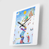 Winter Vibes Quadratische Wanduhr (Winkel)