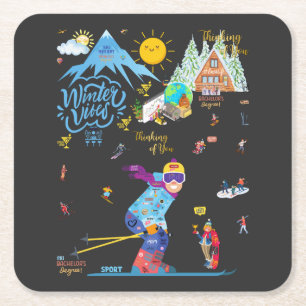 Winter Vibes Rechteckiger Pappuntersetzer