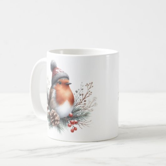 Winter Vibes Robin - Kaffeetasse (Vorderseite Links)