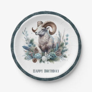 Winter Vibes Rocky Mountain Bighorn Sheep Geburtst Pappteller