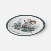 Winter Vibes Rocky Mountain Bighorn Sheep Geburtst Pappteller (Schrägansicht)